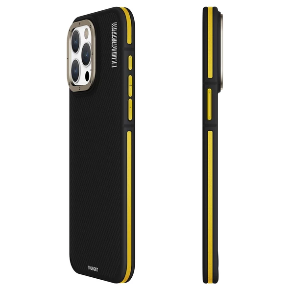 Youngkit Apple iPhone 15 Pro Kılıf Magsafe Şarj Özellikli YoungKit 600D Kevlar Kapak ürün görseli 1