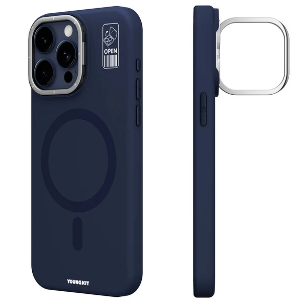 Youngkit Apple iPhone 15 Pro Max Kılıf Magsafe Şarj Özellikli Kamera Standlı Youngkit Bitty Cream Kapak ürün görseli 1