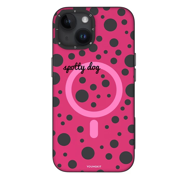 Youngkit Apple iPhone 14 Kılıf Magsafe Şarj Özellikli Polka Dot Desenli Youngkit Spots Serisi Kapak ürün görseli 1