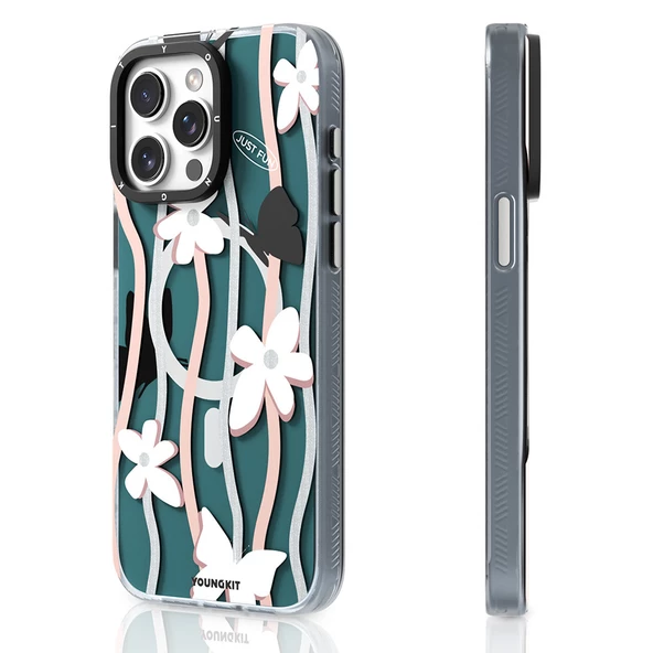 Youngkit Apple iPhone 15 Pro Kılıf Magsafe Şarj Özellikli Airbagli Çift Katmanlı Youngkit Star&Butterfly Serisi Kapak ürün görseli 1