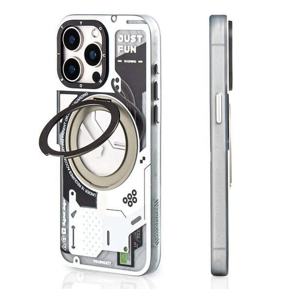 Youngkit Apple iPhone 15 Pro Kılıf Magsafe Şarj Özellikli Youngkit 360° Standlı Starship Serisi Kapak ürün görseli 1