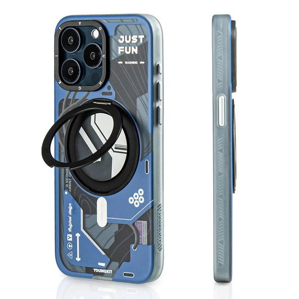 Youngkit Apple iPhone 15 Pro Max Kılıf Magsafe Şarj Özellikli Youngkit 360° Standlı Starship Serisi Kapak ürün görseli 1