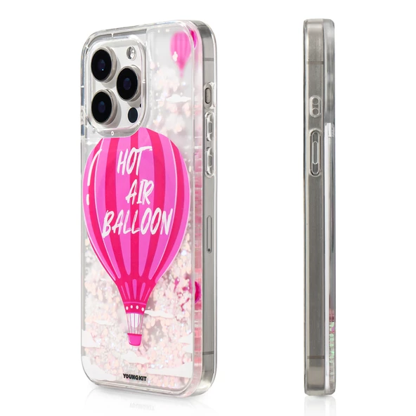 Youngkit Apple iPhone 16 Pro Max Kılıf Magsafe Şarj Özellikli Parlak Kumlu Sıvılı Youngkit Pink Dream Quicksand Serisi Kapak ürün görseli 1