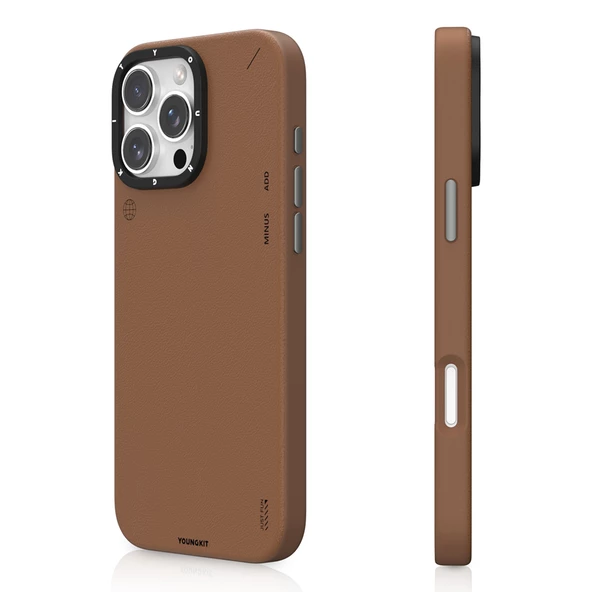 Youngkit Apple iPhone 15 Pro Max Kılıf Magsafe Şarj Özellikli Basit Mat Deri Desenli Youngkit Tech Fashion Serisi Kapak ürün görseli 1