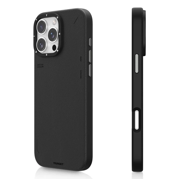 Youngkit Apple iPhone 16 Pro Kılıf Magsafe Şarj Özellikli Basit Mat Deri Desenli Youngkit Tech Fashion Serisi Kapak ürün görseli 1