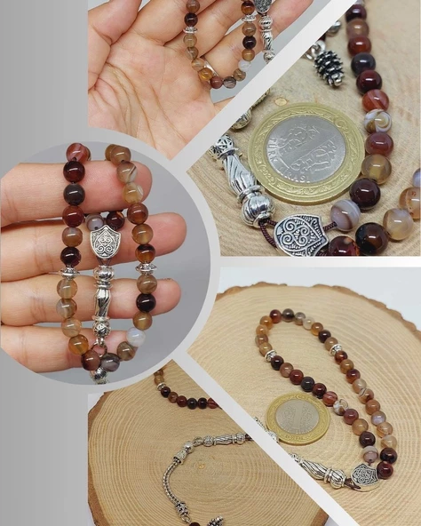 Akik Taşı 33lük Tesbih 6mm (17306) ürün görseli 1