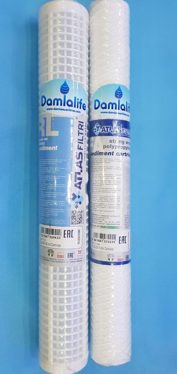 Damlalife Atlas 2 li 20'' inç Yıkanabilir İplik 50 Micron Tortu Filtre ürün görseli 1