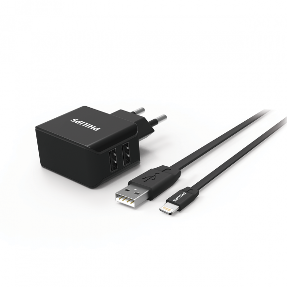 Philips DLP2502L Duvar Şarj Cihazı ve MFI Lisanslı Lightning Kablo Bir arada Ürün ürün görseli 1