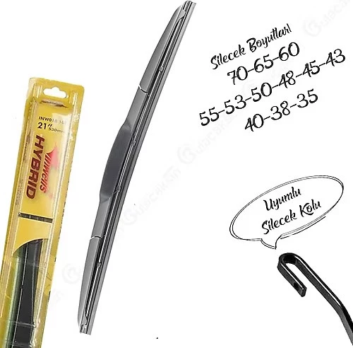 inwells Universal HYBRİD Silecek 35-38-40-43-45-48-50-53-55-60-65-70cm Çengelli ürün görseli 1