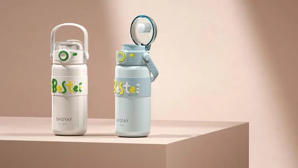 Shotay Çelik Matara Çocuk 500Ml Beyaz - Resim 3