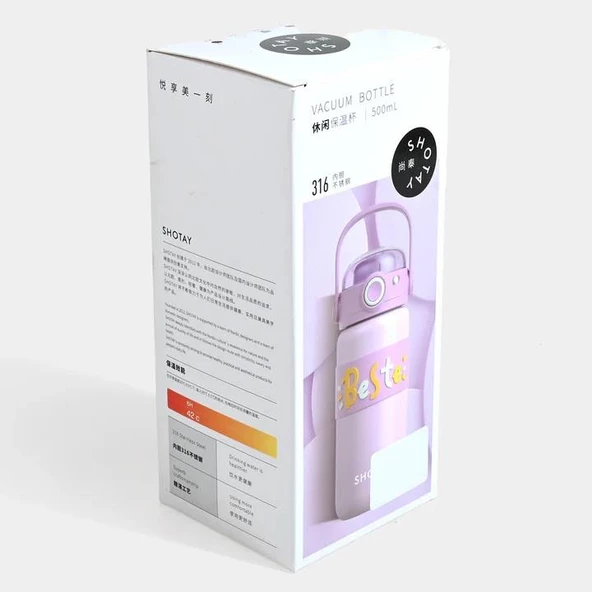 Shotay Çelik Matara Çocuk 500Ml Beyaz - Resim 4