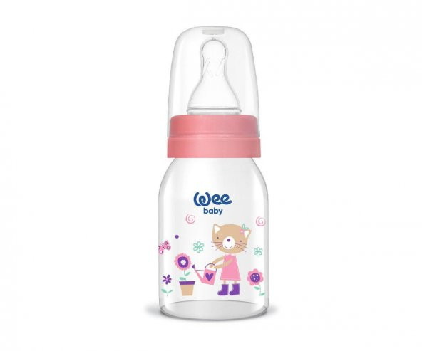 Wee Baby 0-6 Ay Kiraz Uçlu Cam Biberon 125 Ml - Pembe ürün görseli 1