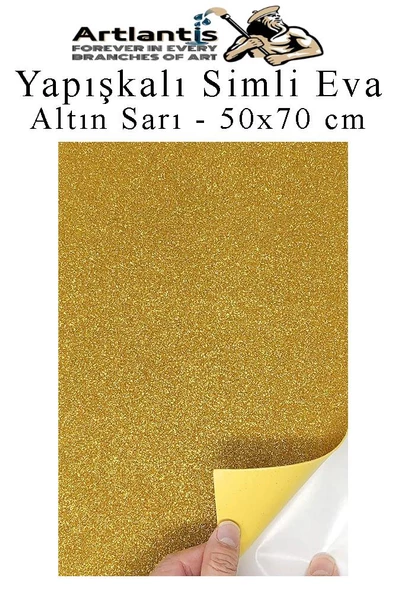 Yapışkanlı Simli Eva 50x70 cm 1 Adet Simli Yapışkanlı Eva Süngeri Okul Kreş Anasınıfı Elişi Etkinlikleri Hobi ürün görseli 1