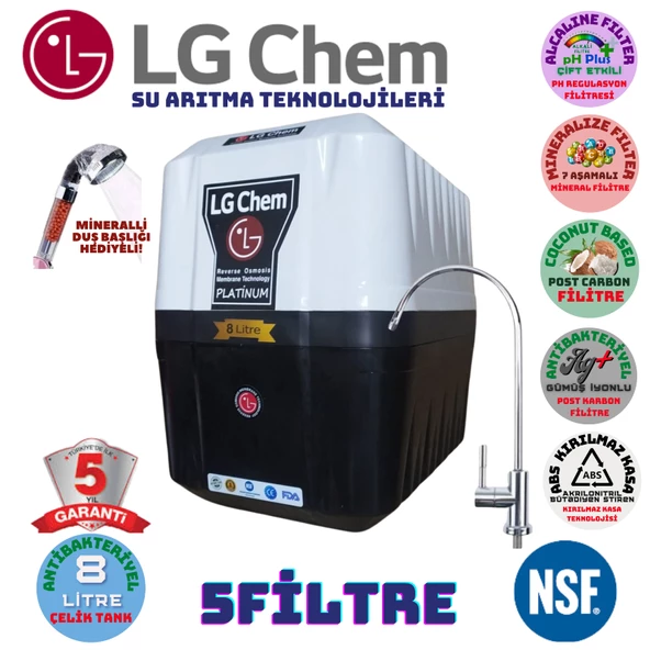 LG Chem PLATİNUM BEYAZ SİYAH 8 LİTRE 5 FİLTRE  SU ARITMA CİHAZI ürün görseli 1
