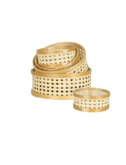 Evdema Çok Amaçlı Rattan Hazeranlı Krem 5'li Tepsi Seti AK.JJ0006 ürün görseli 1