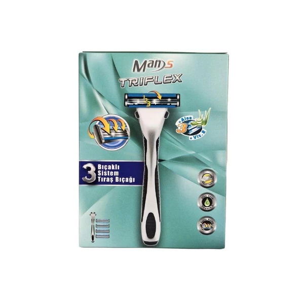 Man's Triflex 3 Bıçaklı Erkek Tıraş Bıçağı Sapı ve 4 Yedek Başlık ürün görseli 1