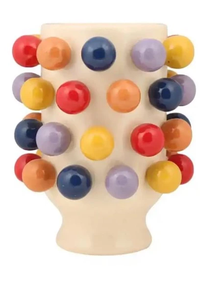 Evdema Vitale Seramik Puantiyeli Küçük Vazo 19*19*24 cm AK.KD0012 ürün görseli 1