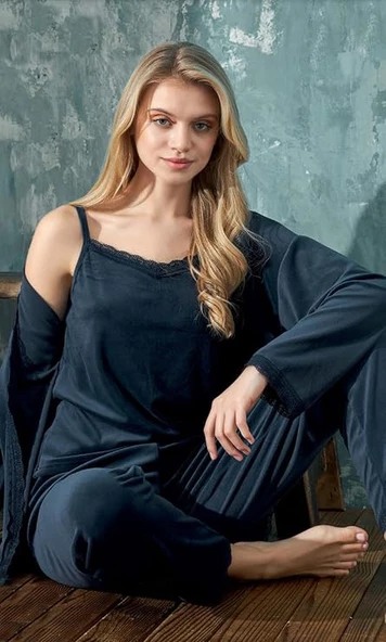 3 Lü Lacivert Pijama Takımı ürün görseli 1