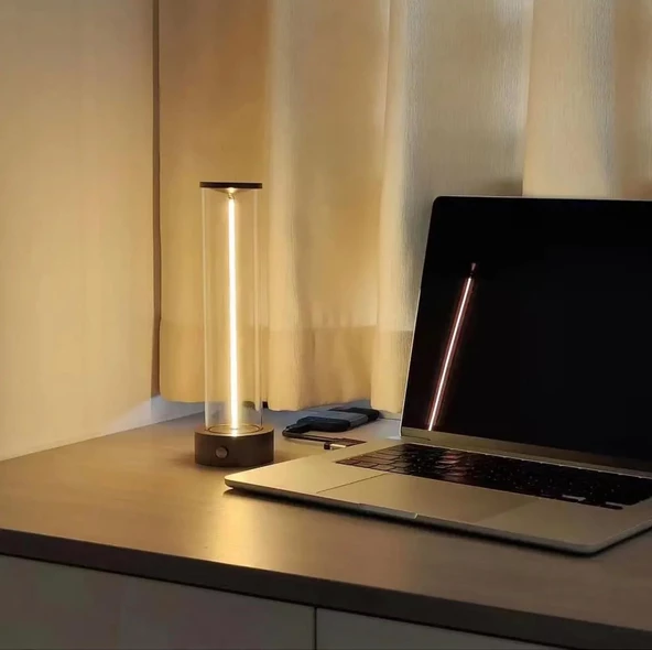 Monozone Manyetik Masa Lambası Abajur Şarjlı Modern Okuma Işığı 3 Modlu Strip Light Dokunmatik Işık ürün görseli 1