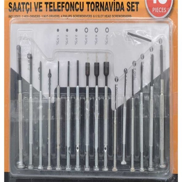 Saatçi Telefoncu Tornavida Seti 16 Parça ürün görseli 1
