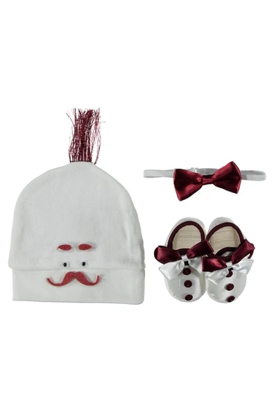 DİAMONDSTAR BEBEK PAPYON BERE PATİK SET ürün görseli 1