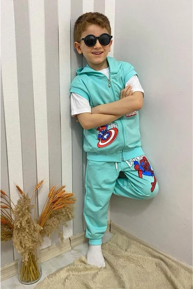 Erkek Çocuk Baskılı Kapşonlu 2/8 Yaş  Eşofman Takımı ürün görseli 1