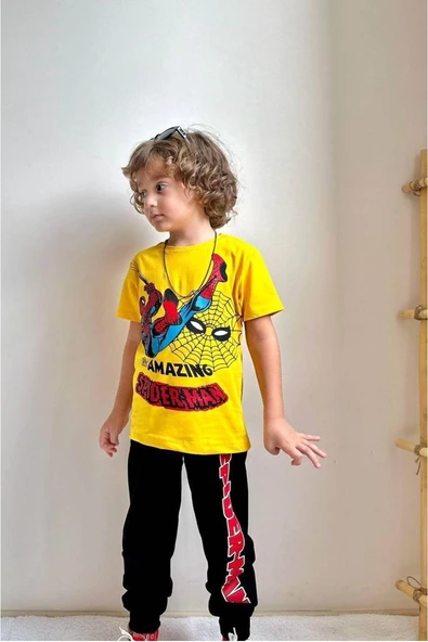 Marvel baskılı spiderman Süpermen  karakterli alt üst erkek çocuk aşofman takım ürün görseli 1