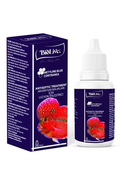 Biolive Metyline Blue Contranea Balıklar Için Deri Lezyon Iyileştirici 50ml ürün görseli 1