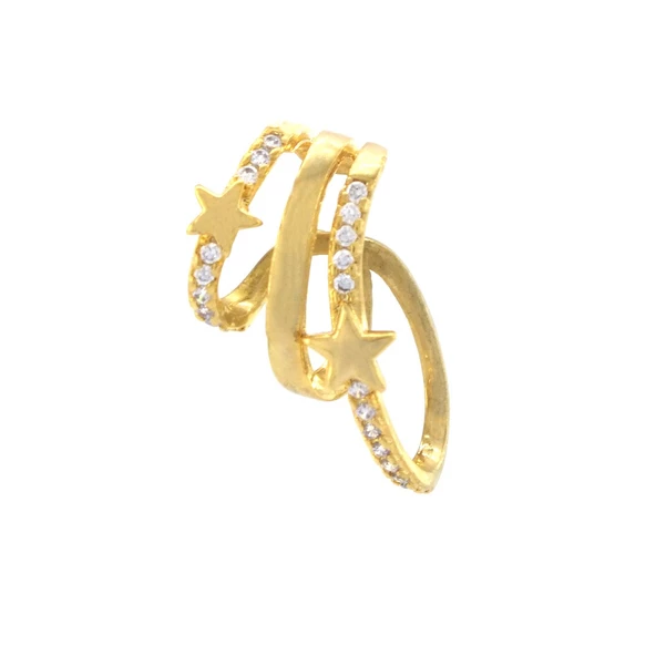 BZ Altın Kaplama Zirkon Taşlı Yıldız Detaylı Çelik Ear Cuff Küpe UNK-686 ürün görseli 1