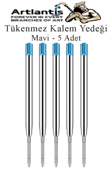 Tükenmez Kalem Yedeği 5 Adet Tükenmez Kalem İçi Yedek Mavi Metal Tükenmez Kalem İçi Okul Ofis Jel Kalem İçi ürün görseli 1