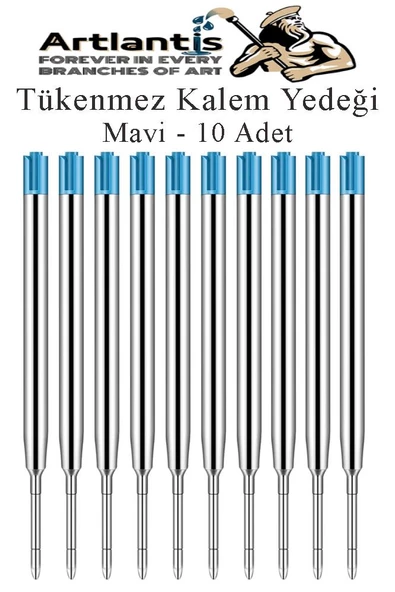 Mavi Tükenmez Kalem Yedeği 10 Adet Tükenmez Kalem İçi Yedek Mavi Metal Tükenmez Kalem İçi Okul Ofis Jel Kalem İçi ürün görseli 1