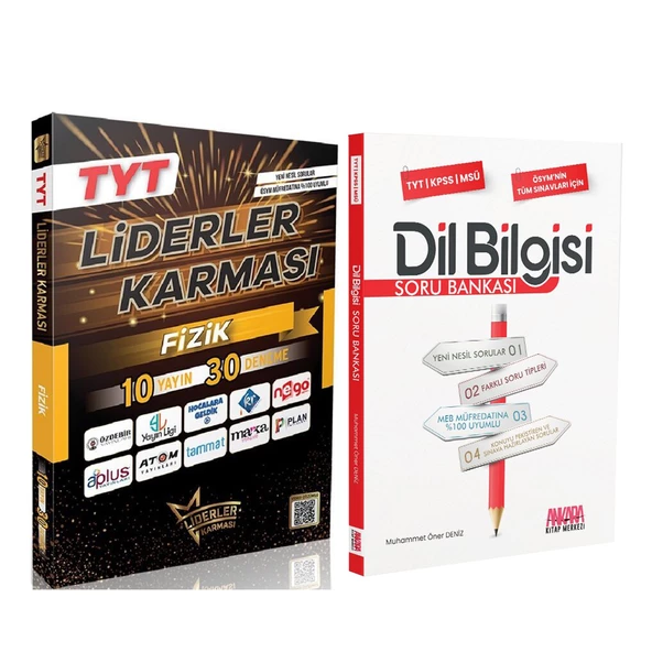 Liderler Karması TYT Fizik 10 Yayın 30 Deneme ve AKM Dil Bilgisi Soru Bankası Seti 2 Kitap ürün görseli 1