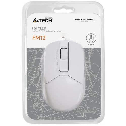 A4-Tech FM12 USB Beyaz Kablolu Optik Mouse 1000 Dpi ürün görseli 1