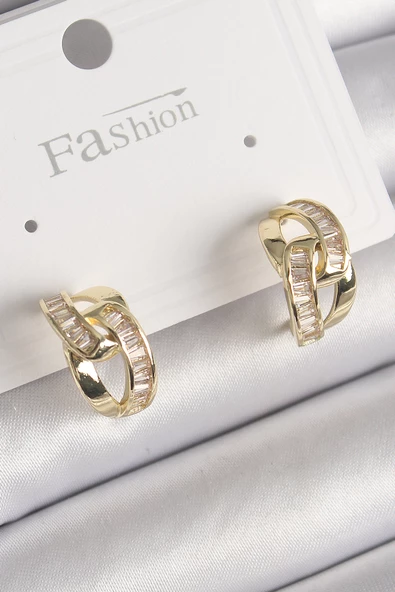 Gold Renk Zirkon Taşlı Zincir Model Kadın Küpe - EBJ241214W29919 ürün görseli 1