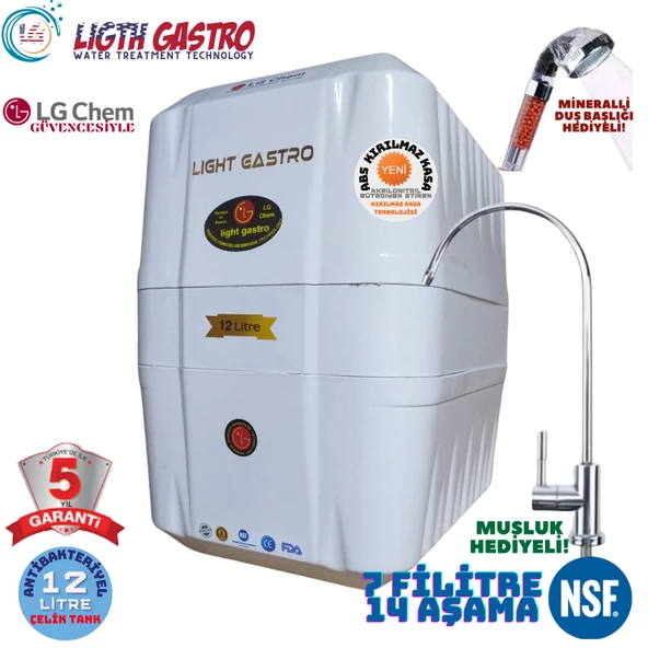 LİGHT GASTRO BEYAZ 12 LİTRE 7 FİLTRE 14 AŞAMA SU ARITMA CİHAZI ürün görseli 1