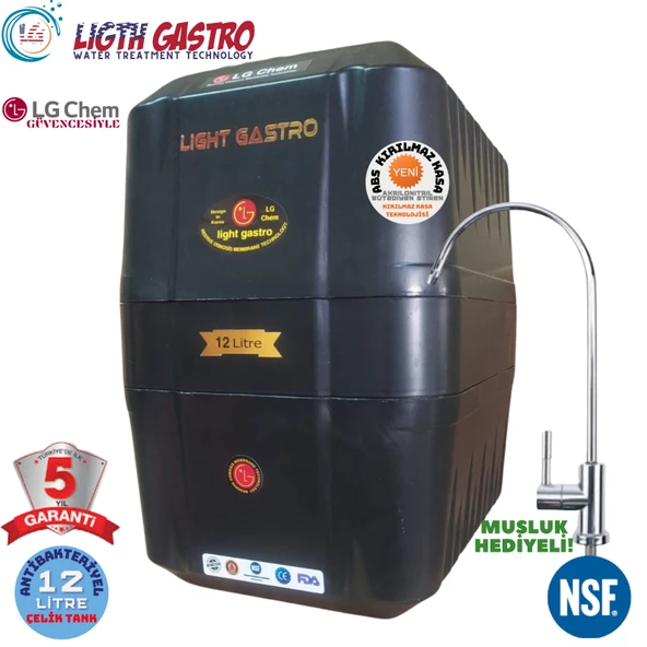 LİGHT GASTRO SİYAH 12 LİTRE 7 FİLTRE 14 AŞAMA SU ARITMA CİHAZI ürün görseli 1
