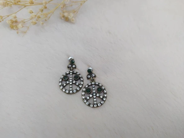 Hdmarketim Otantik Osmanlı Motifli Swarovski Taşlı Işıltılı Hürrem Sultan Eskitme Küpe Yeşil ürün görseli 1