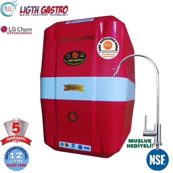LİGHT GASTRO KIRMIZI BEYAZ 12 LİTRE 7 FİLTRE 14 AŞAMA SU ARITMA CİHAZI ürün görseli 1