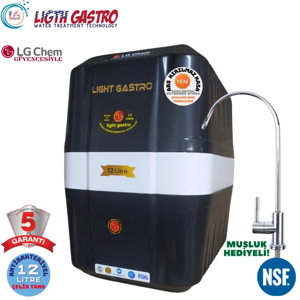 LİGHT GASTRO SİYAH BEYAZ 12 LİTRE 7 FİLTRE 14 AŞAMA SU ARITMA CİHAZI ürün görseli 1