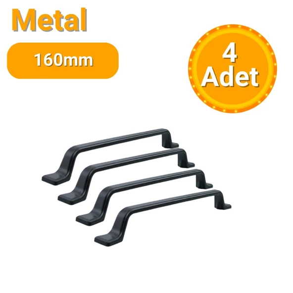 4 Adet Havai Düz Siyah Metal Mobilya Kulpu 160mm ürün görseli 1