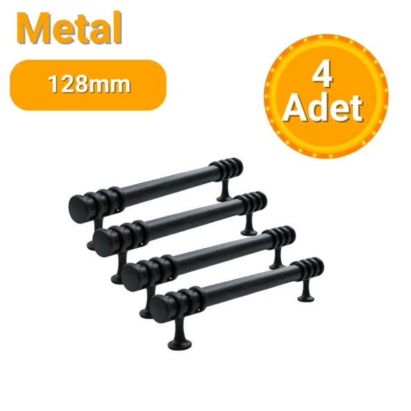 4 Adet Halka Boru Siyah Metal Mobilya Kulpu 128mm ürün görseli 1