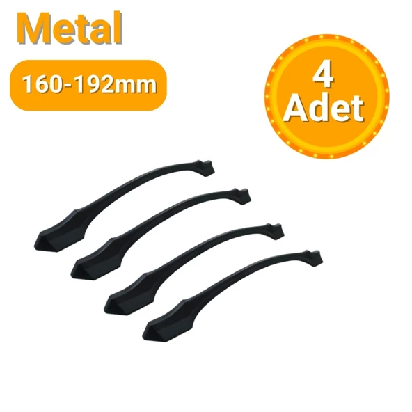 4 Adet Ateş Mat Siyah Metal Mobilya Kulpu 160mm - 192mm ürün görseli 1