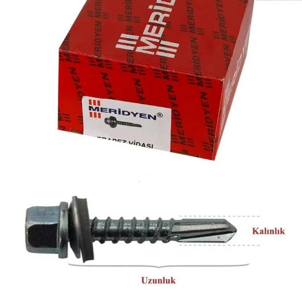 Meridyen Trapez Çatı Vidası 5.5X75 12mm 200 Lü ürün görseli 1