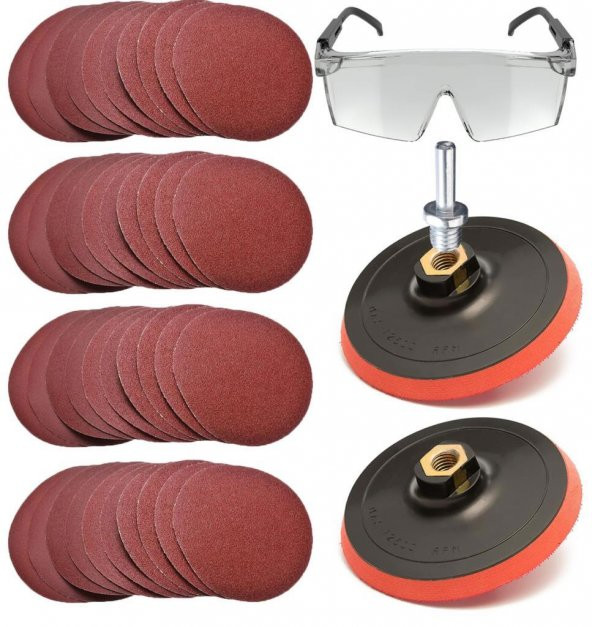 Zımpara Seti + Matkap Aparatı + Gözlük 115 mm (40 Parça) ürün görseli 1