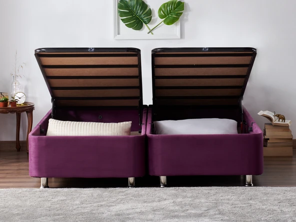 Niron Purple Baza 200x200 cm Çift Kişilik Sandıklı Mor Kumaş Baza Silinebilir Soho Kumaş ürün görseli 1
