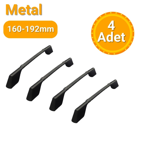 4 Adet Çizgili Saroz Siyah Metal Mobilya Kulpu 160mm - 192mm ürün görseli 1