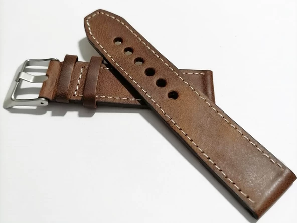 Fado& Fosil  Uyumlu &Her Saate Uyumlu greyzi  Deri Saat Kordonu 22  mm  (68 ) kahve ürün görseli 1