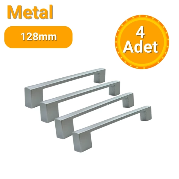 4 Adet Kare Mat Krom Metal Mobilya Kulpu 128mm ürün görseli 1