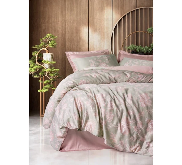 Cotton Box Betula Saten Çift Kişilik Nevresim Takımı Pudra ürün görseli 1