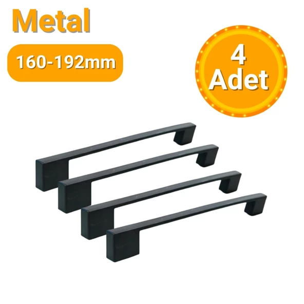 4 Adet Kare Mat Siyah Metal Mobilya Kulpu 160mm - 192mm ürün görseli 1